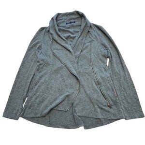 Sweet Rain Gray Long Sleeve Striated Moto Zip Up Lightweight Jacket